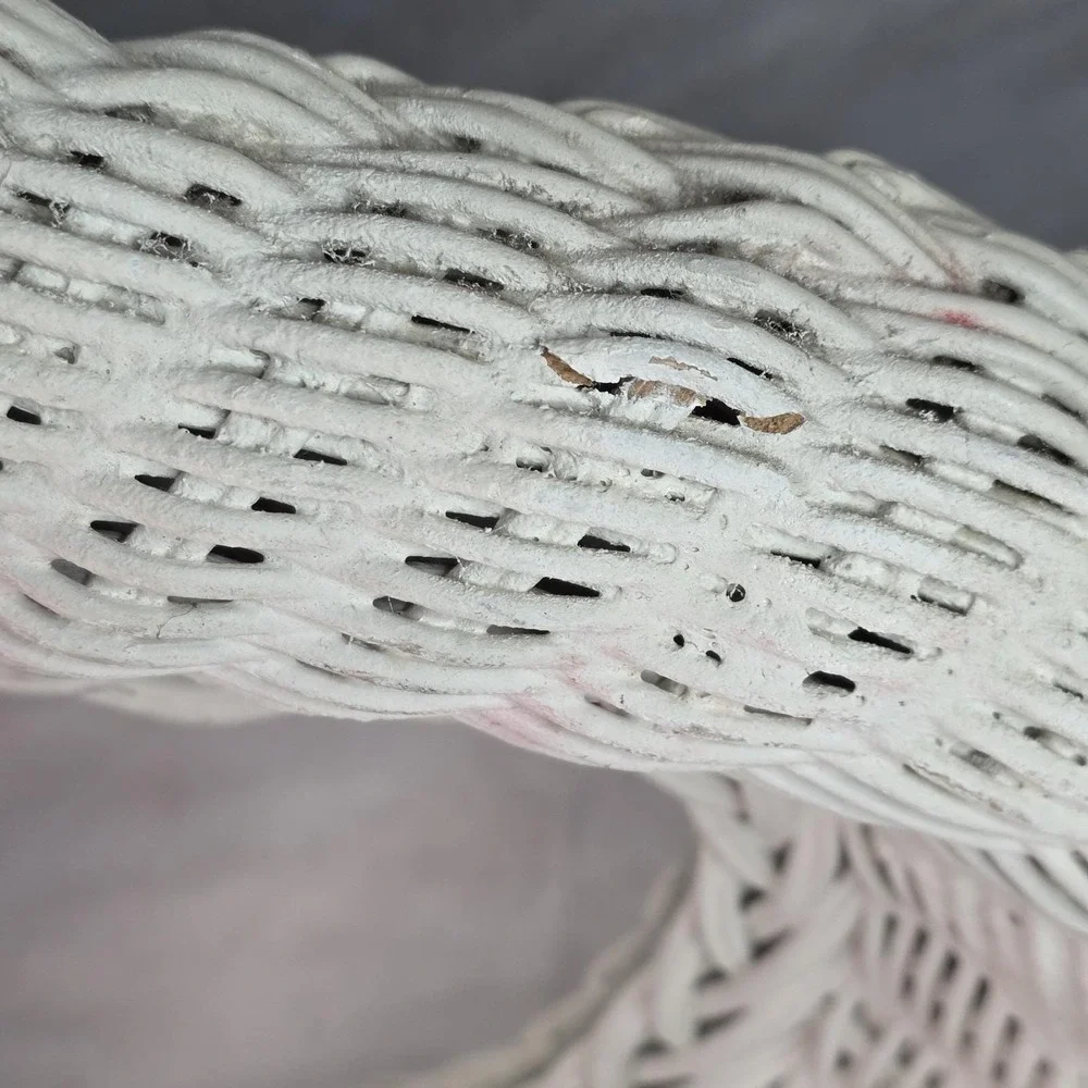 Heart White Wicker Wall Mirror Cottagecore Shabby Chic Rustic Boho 18x18